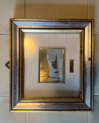 Quadro miniatura dipinto in lastra argento 800