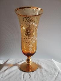 Murano Vaso in vetro decorato oro zecchino