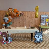 set decorazione festa bambino tema bosco foresta