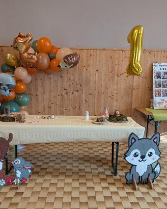 set decorazione festa bambino tema bosco foresta