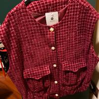 Gilet di velluto bordeaux nuovo tg. Unica