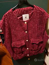 Gilet di velluto bordeaux nuovo tg. Unica