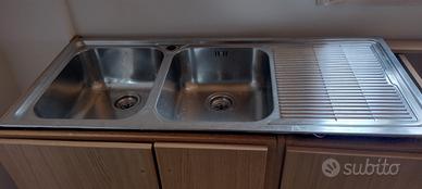 Lavandino doppio in acciaio per cucina