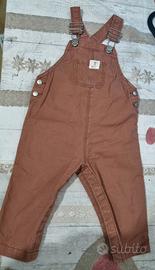 kiabi salopette marrone  cotone neonato 12 mesi  