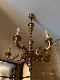 Lamoadario Legno anni 70 5 luci