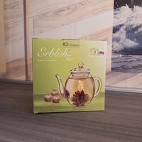 Teiera in vetro fatta a mano con fiori di te'