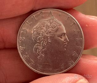 50 lire Vulcano 1 tipo 1977 con errore di conio