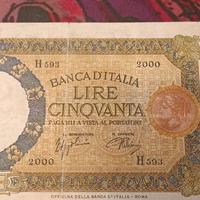 banconota  50lire 29 04 1940 num. seriale 2000
