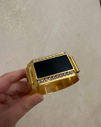 Bracciale vintage oro nero e strass