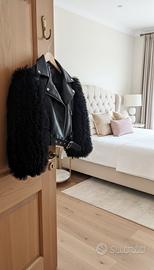 Giacca Ecopelle Maniche Tulle Ruches- S