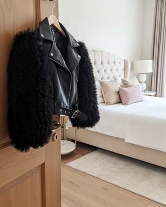 Giacca Ecopelle Maniche Tulle Ruches- S