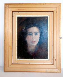 doppio dipinto ritratto e paesaggio con cornice 