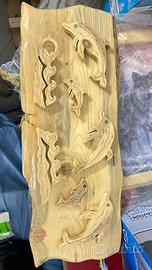 Quadro in legno artigianale delfini