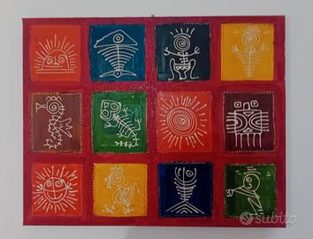 Quadro Etnico Tainos Olio su Tela cm.80x100