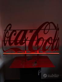 insegna LED Coca-Cola con piantana in metallo 