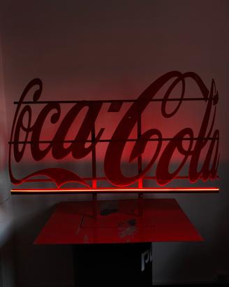 insegna LED Coca-Cola con piantana in metallo 