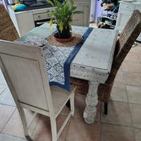 Tavolo shabby chic in legno massello con prolunga