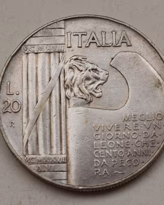 20 LIRE ELMETTO 1928 VITTORIO EMANUELE III