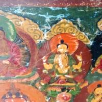 Thangka su seta vetrato davanti e dietro