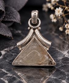 Ciondolo boho etnico argento 925 quarzo rutiliato