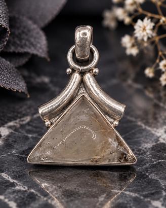 Ciondolo boho etnico argento 925 quarzo rutiliato