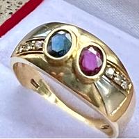 Anello diamanti rubino zaffiro oro 18 kt