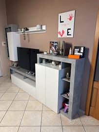 Parete attrezzata 3m x 2.20 bianca e grigia