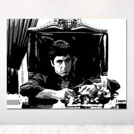 Quadro Dipinto A Mano Su Tela Canvas Scarface Pop