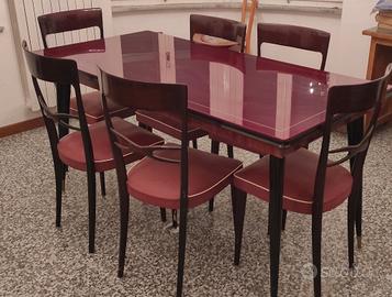 Tavolo con 6 sedie in stile Vintage