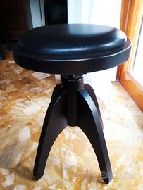 Sgabello pianoforte rotondo nero