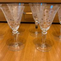 set 6 bicchieri vintage incisi vetro decorato