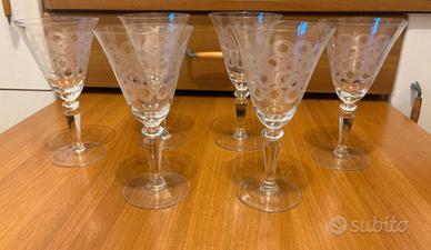 set 6 bicchieri vintage incisi vetro decorato