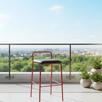 Sgabello Alto Metallo rosso ecopelle 50x50x90 cm
