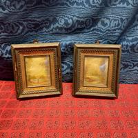 Coppia Antichi Quadretti Dipinti A Olio Primi 900 