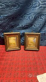 Coppia Antichi Quadretti Dipinti A Olio Primi 900 