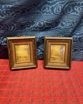 Coppia Antichi Quadretti Dipinti A Olio Primi 900 