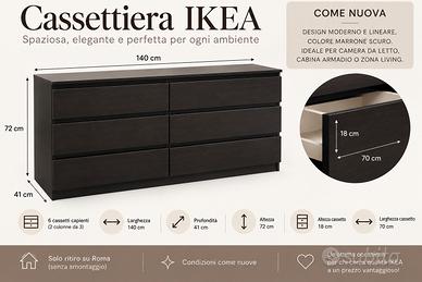 Cassettiera IKEA 6 cassetti marrone scuro – 140 c