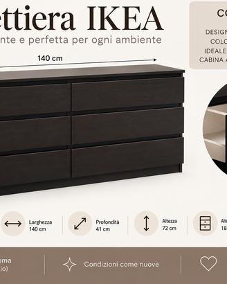 Cassettiera IKEA 6 cassetti marrone scuro – 140 c