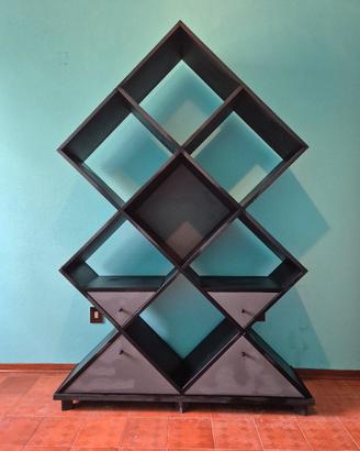 Libreria Moderna Geometrica a Rombi con Cassetti