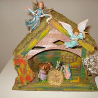 Presepe completo: capanna, statuine e accessori