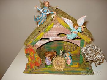 Presepe completo: capanna, statuine e accessori
