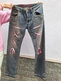 jeans vintage y2k ribbons coquette fiocchetti 