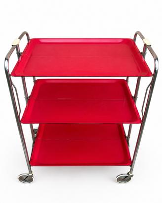 Carrello portavivande vintage pieghevole rosso