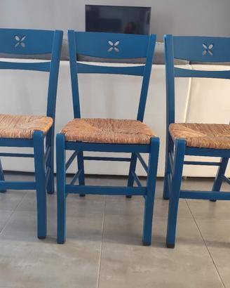 sedie in legno blu