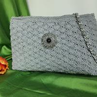Borsa pochette tricot grigia