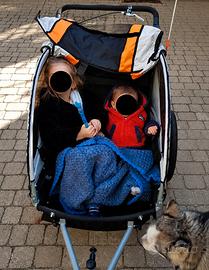 Carrellino bici per bambini 2 posti + passeggino j