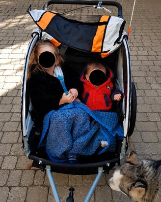 Carrellino bici per bambini 2 posti + passeggino j