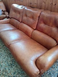 divano+due poltrone in vera pelle 