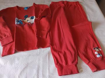 Pigiama Lungo Rosso Topolino Disney per Bimbo  6 A