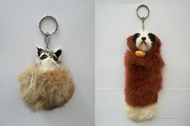 Portachiavi di pelo - Volpe Grigia e San Bernardo